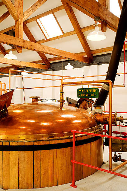 Copper mash tun in a distillery