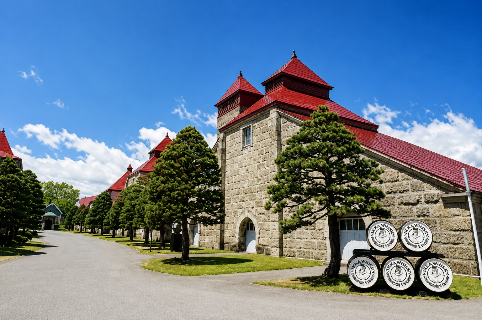 Yoichi Distillery buildings and pot still display in Hokkaido