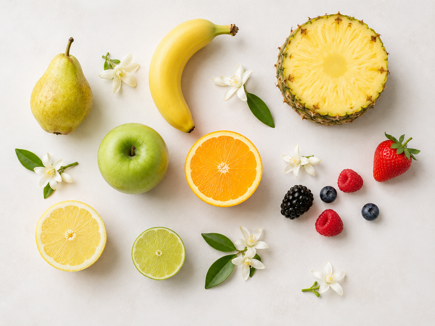 Fruit and jasmine visual representing fruity and floral aroma associations commonly linked to esters