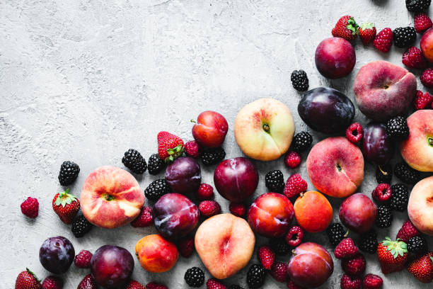 Strawberry, raspberry, blackberry and blueberry arranged as clean fruit flavour references